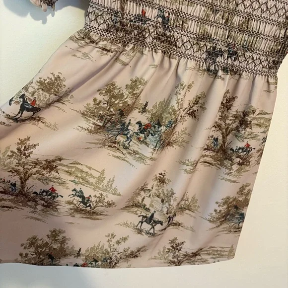 New Hill House Vivi nap mini dress in multi equestrian toile stretch crepe - Picture 8 of 12